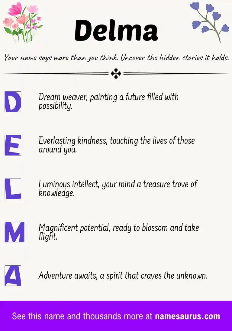 Acrostic poem about Delma.
