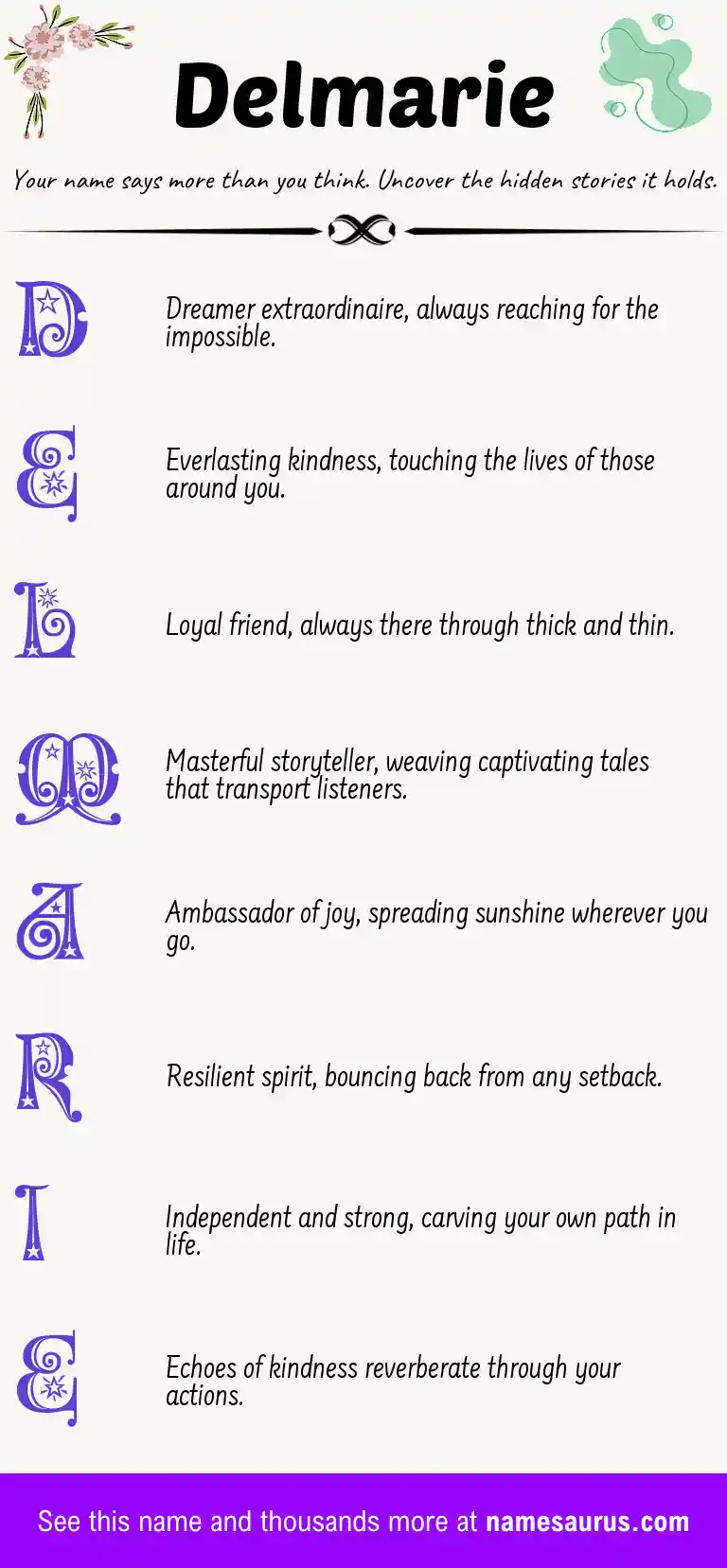 Acrostic poem about Delmarie.