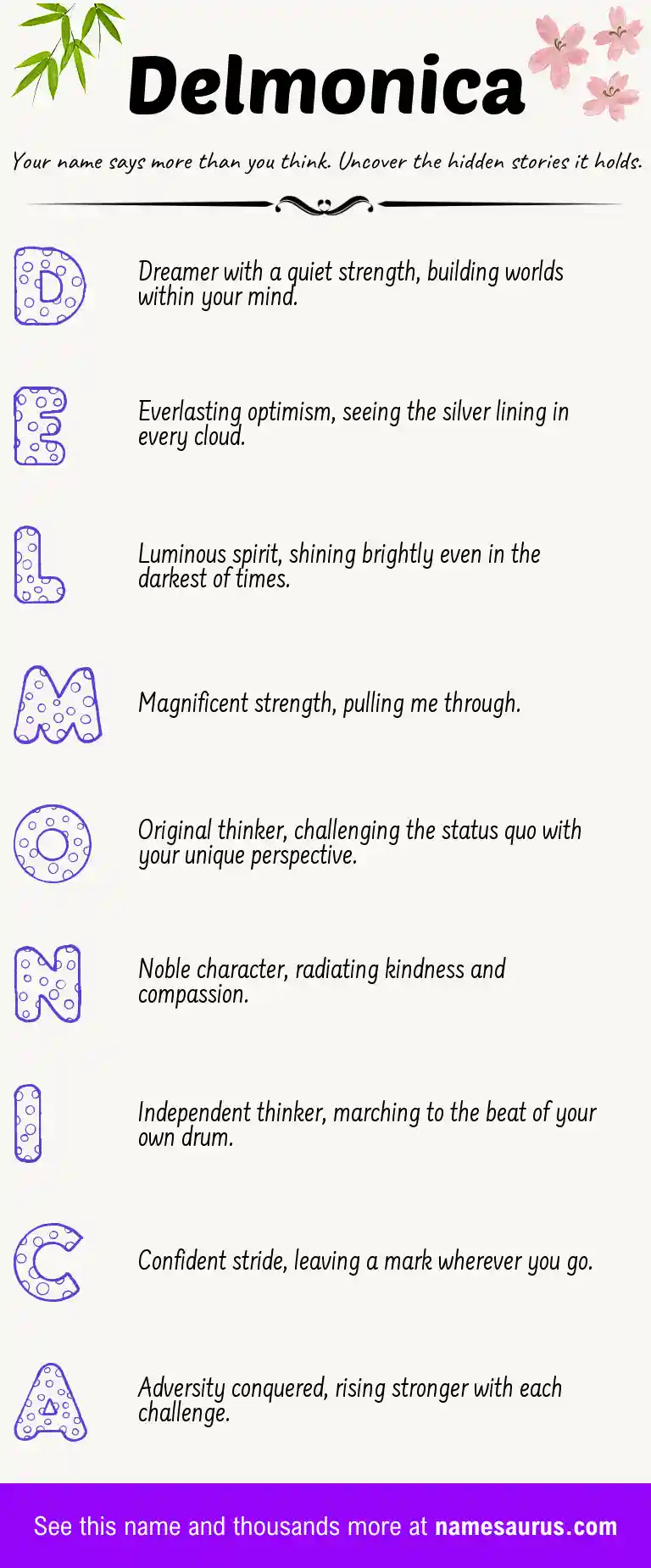 Acrostic poem about Delmonica.