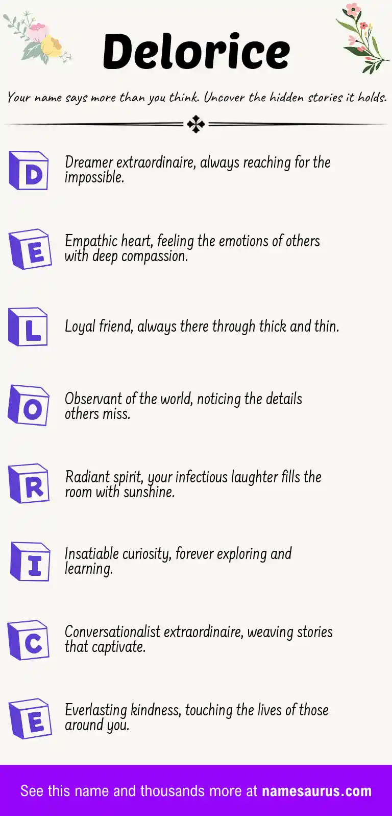 Acrostic poem about Delorice.