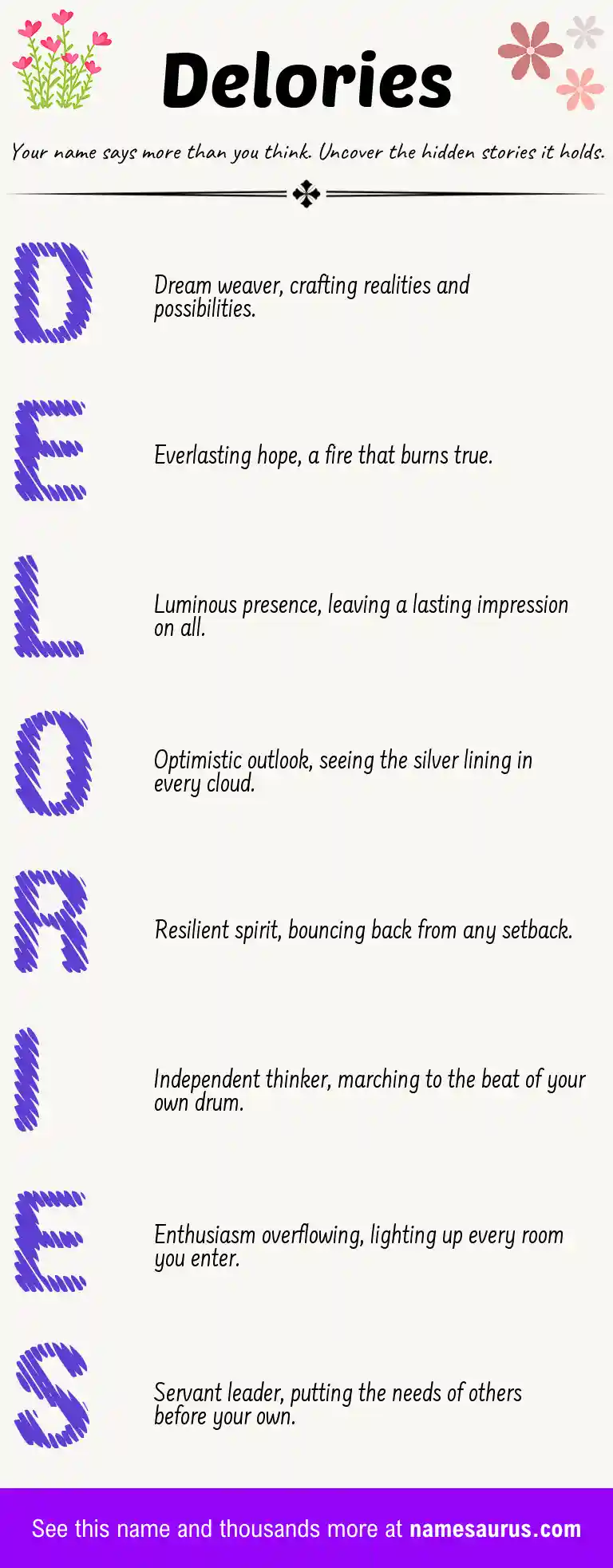 Acrostic poem about Delories.