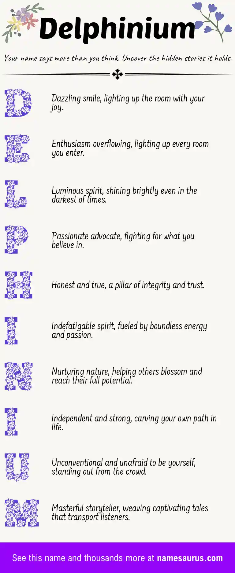 Acrostic poem about Delphinium.