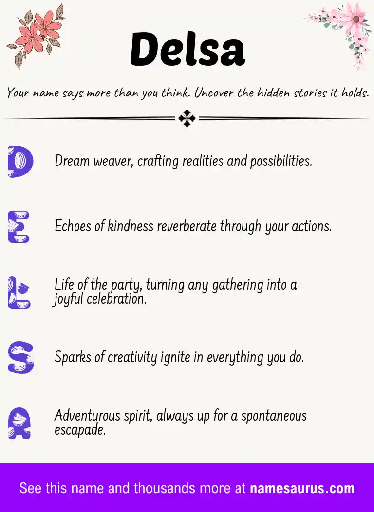 Acrostic poem about Delsa.