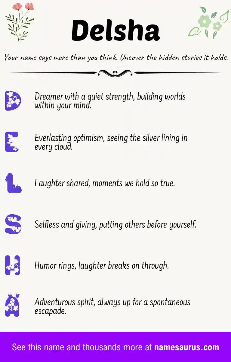 Acrostic poem about Delsha.