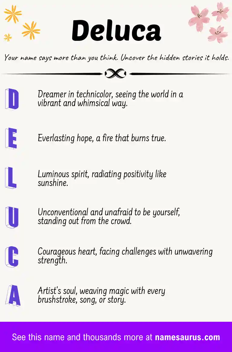 Acrostic poem about Deluca.