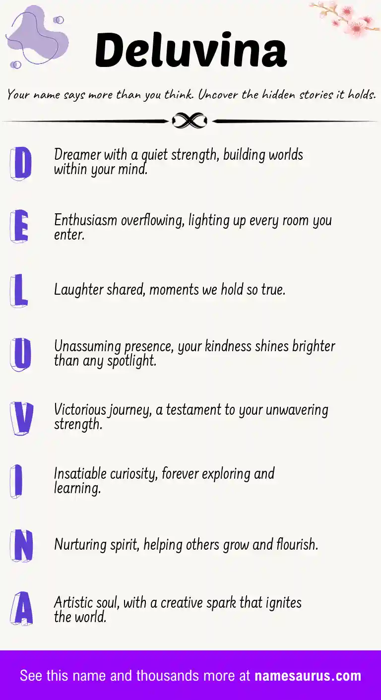 Acrostic poem about Deluvina.