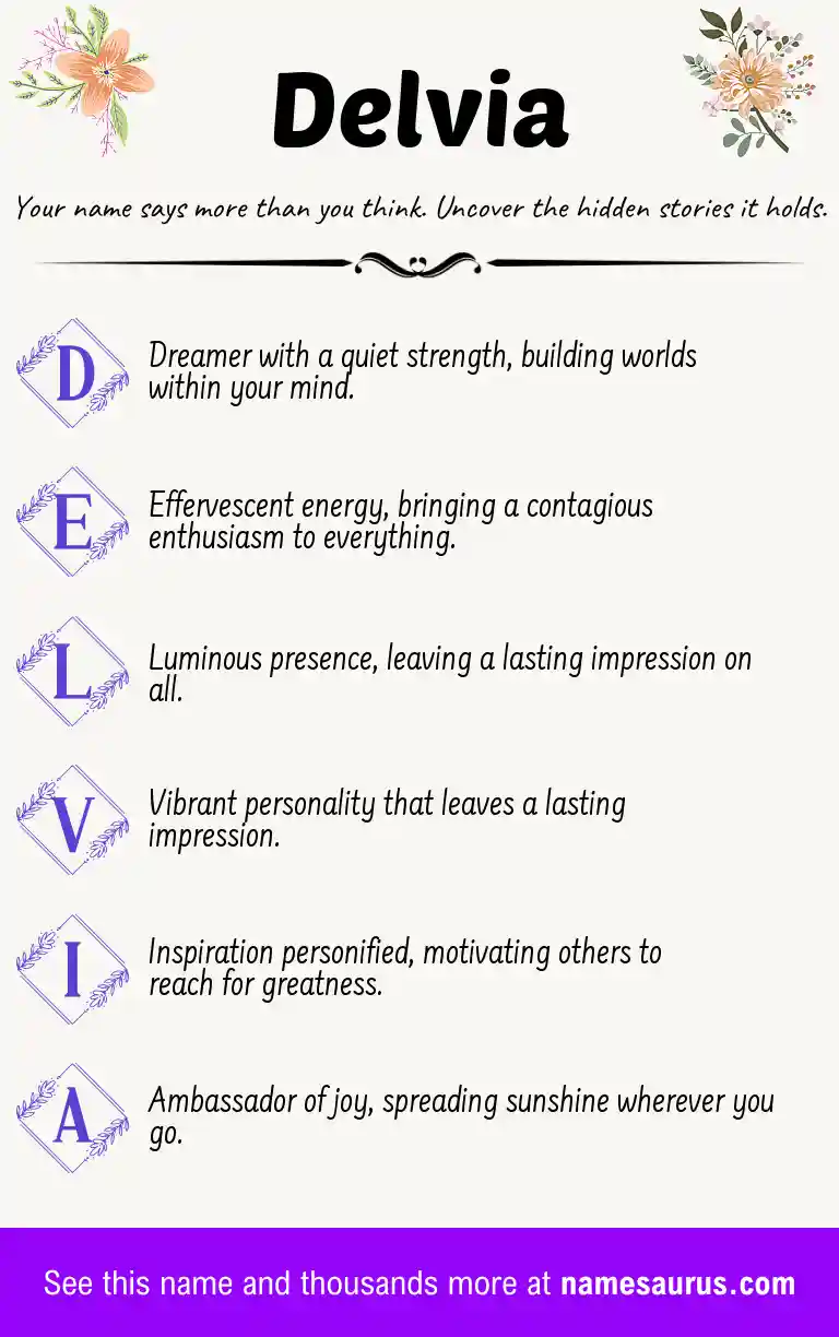 Acrostic poem about Delvia.