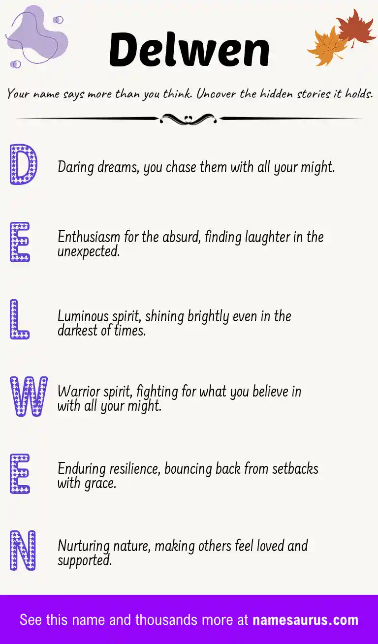 Acrostic poem about Delwen.