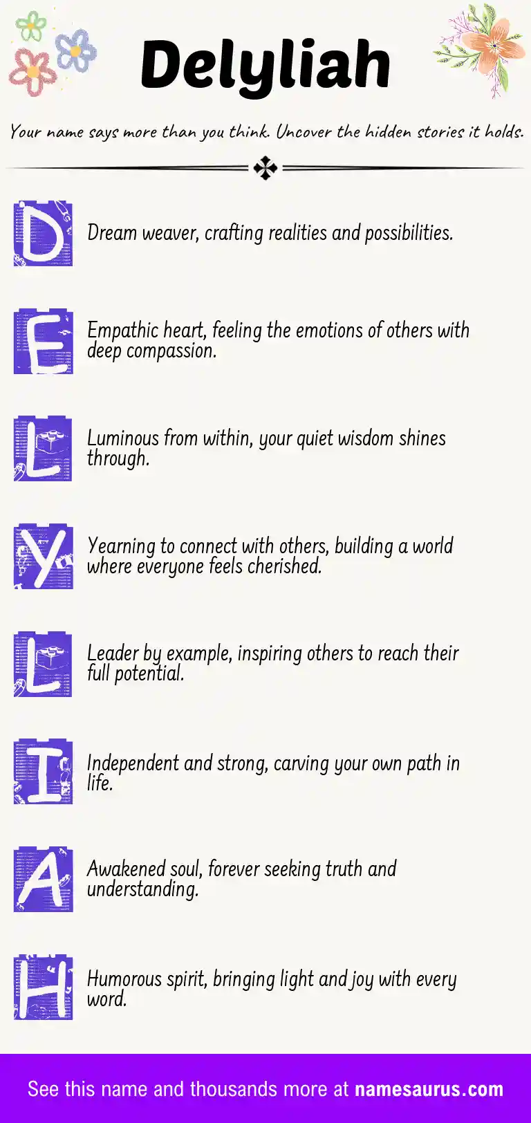 Acrostic poem about Delyliah.