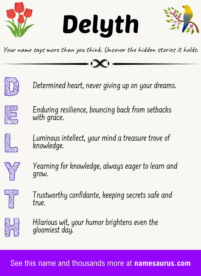 Acrostic poem about Delyth.