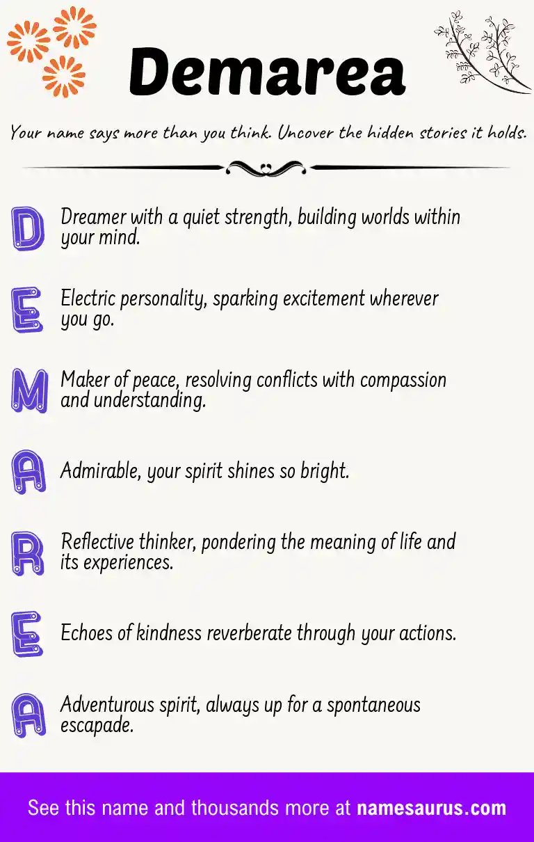 Acrostic poem about Demarea.