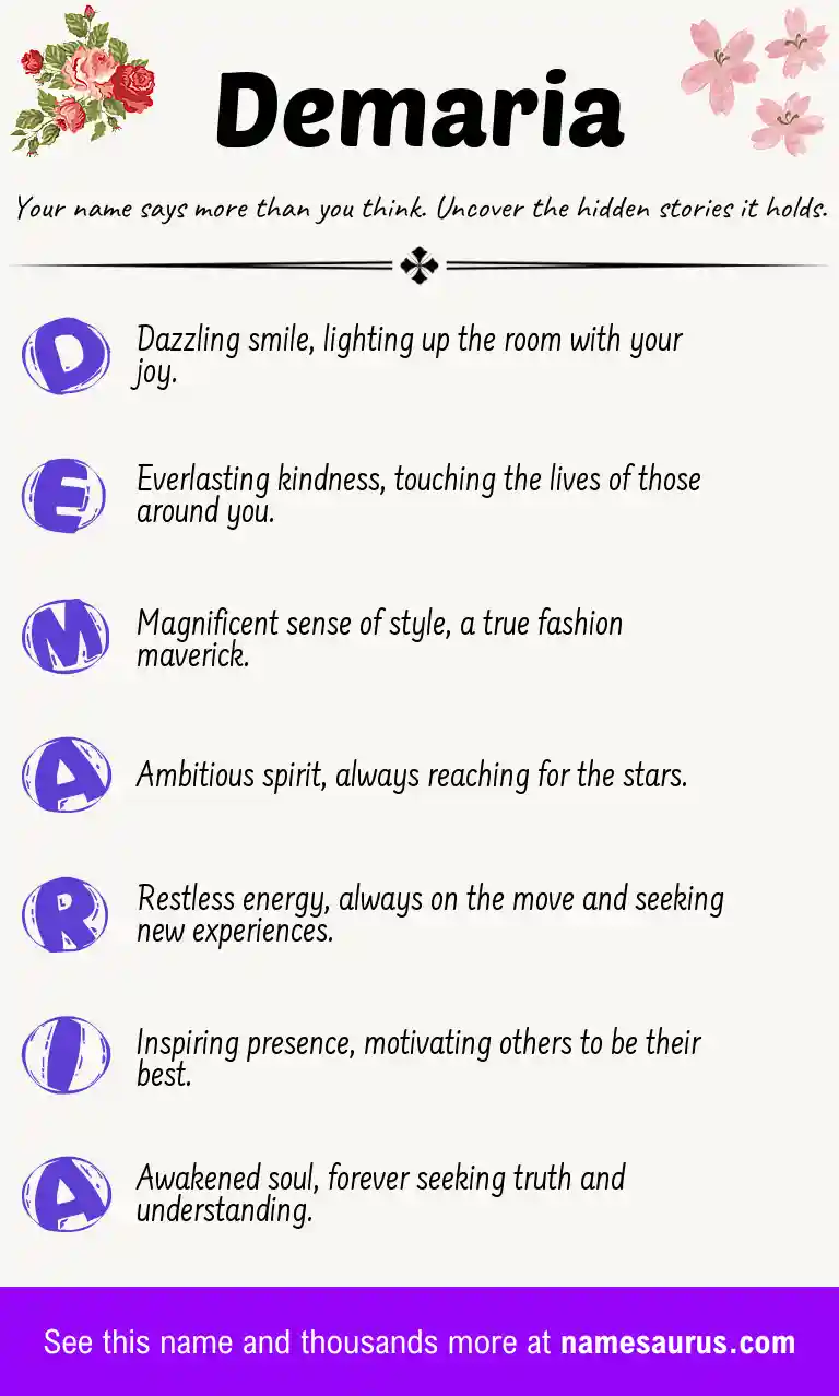 Acrostic poem about Demaria.