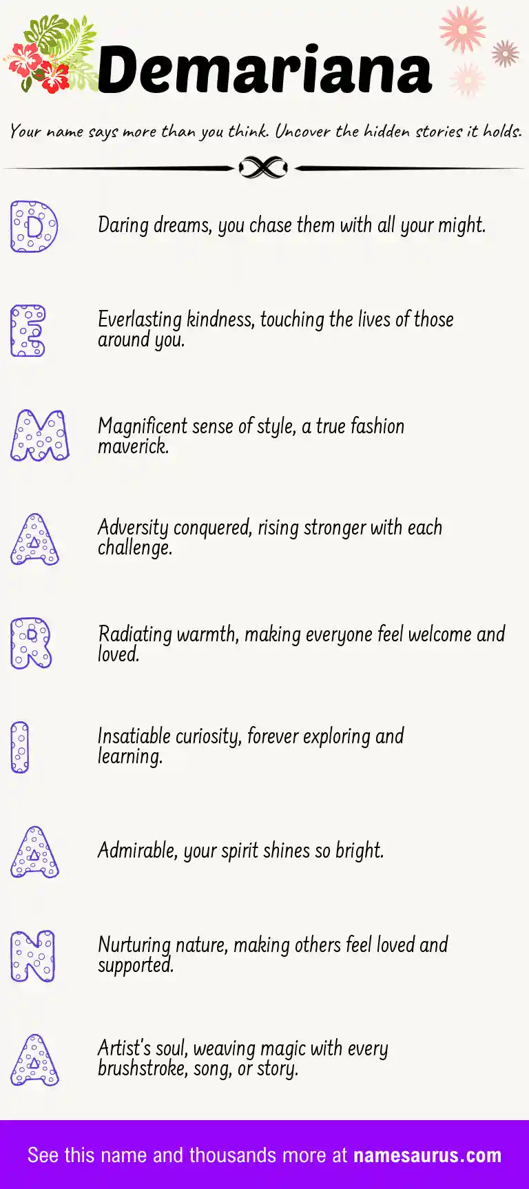 Acrostic poem about Demariana.