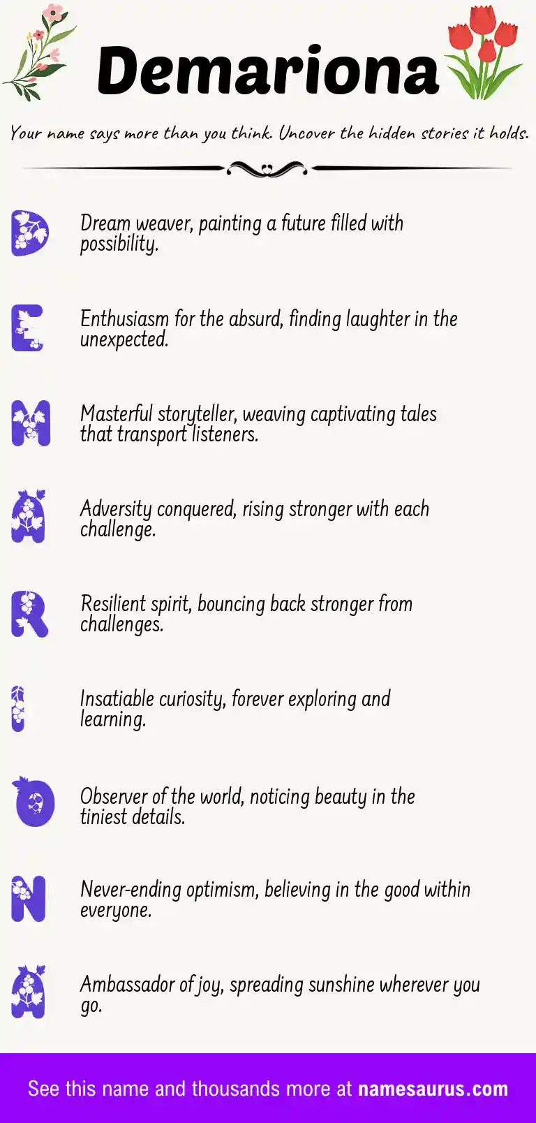 Acrostic poem about Demariona.