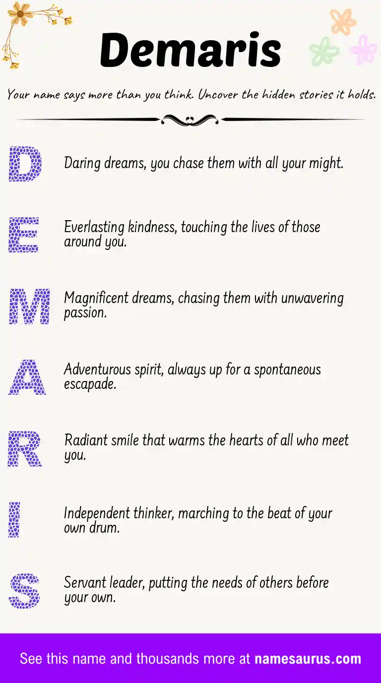 Acrostic poem about Demaris.