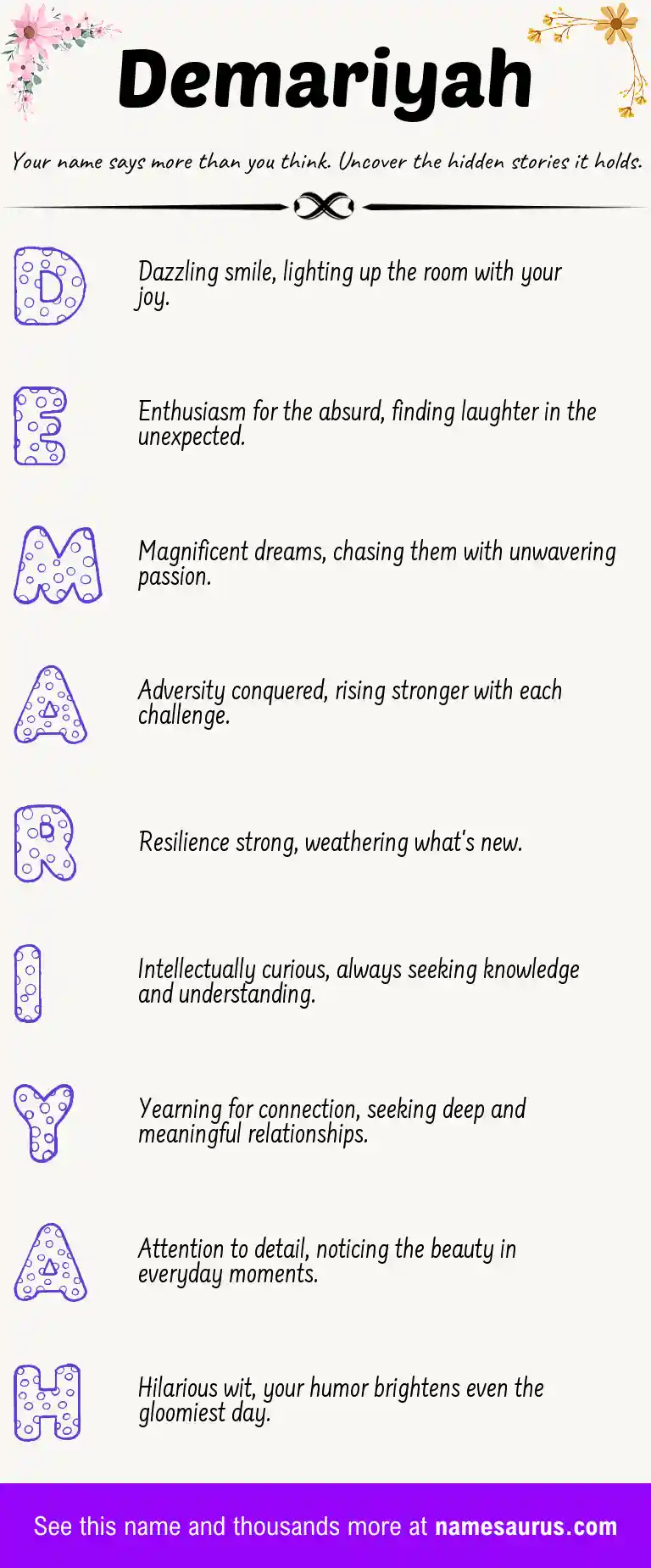 Acrostic poem about Demariyah.
