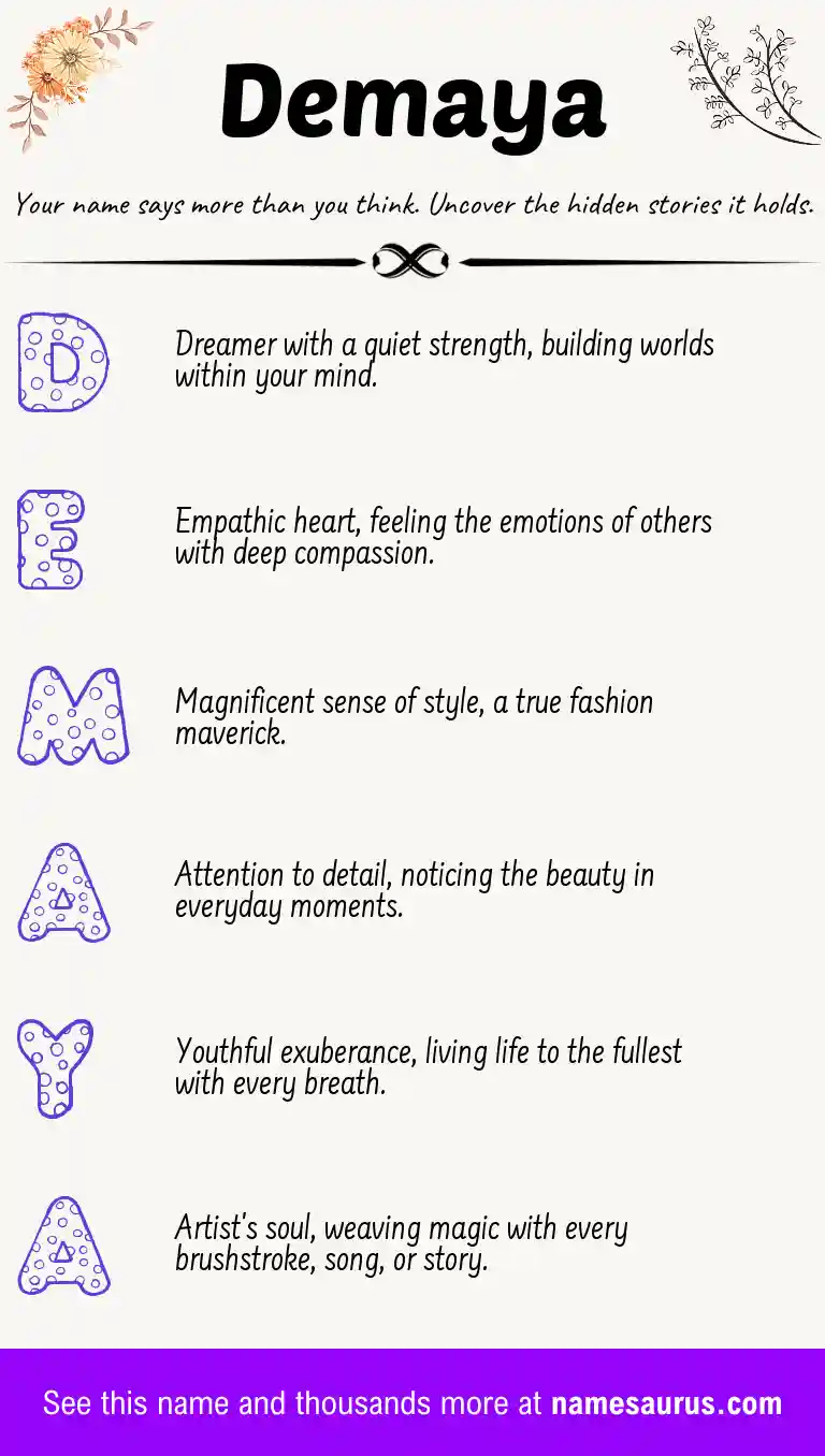 Acrostic poem about Demaya.