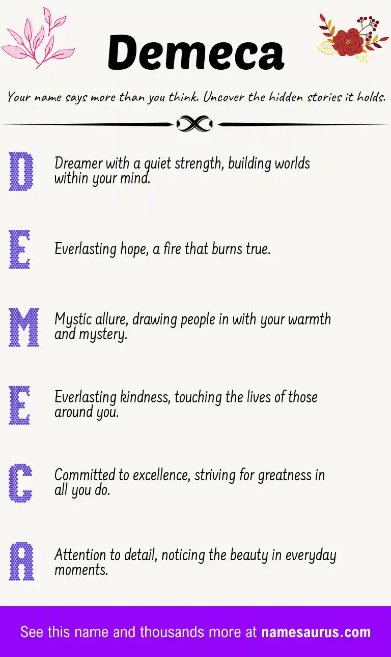 Acrostic poem about Demeca.