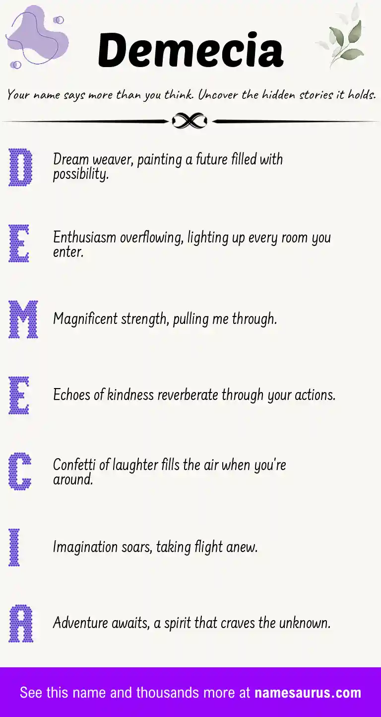 Acrostic poem about Demecia.