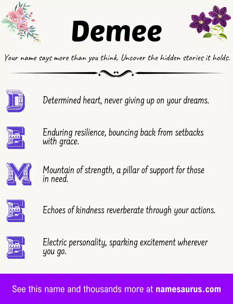 Acrostic poem about Demee.