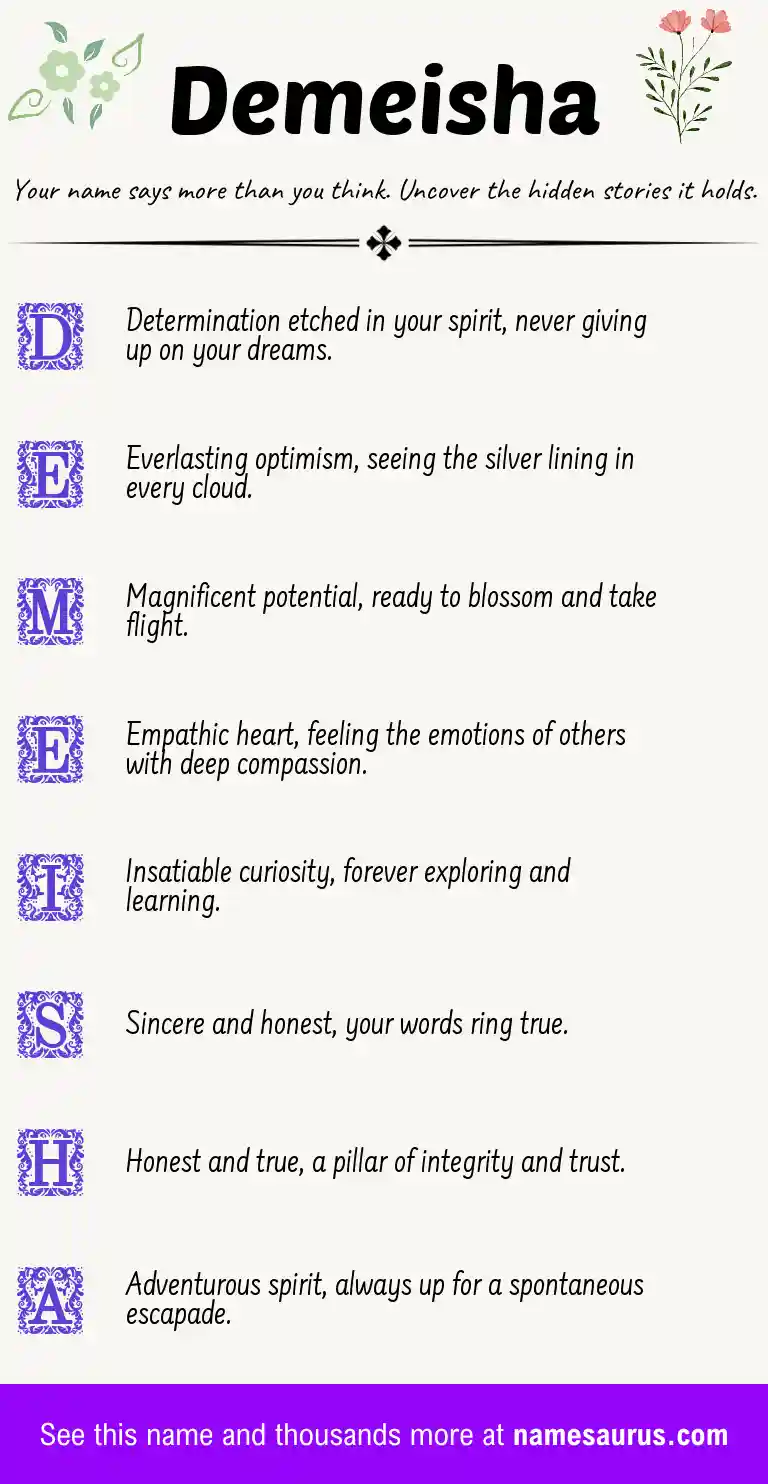 Acrostic poem about Demeisha.