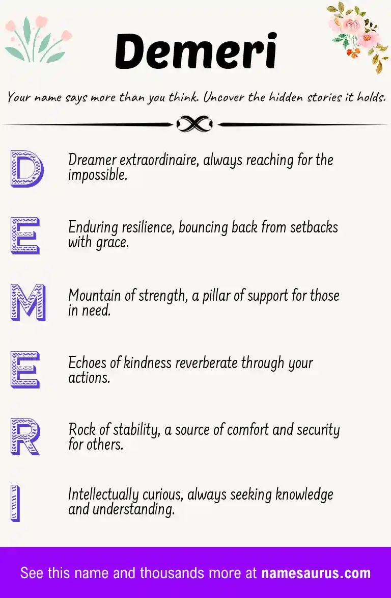 Acrostic poem about Demeri.