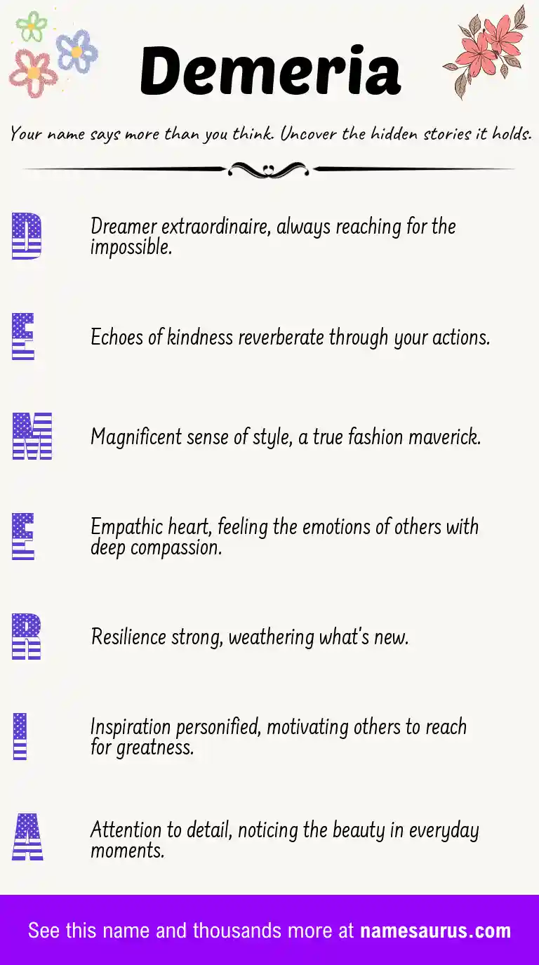 Acrostic poem about Demeria.