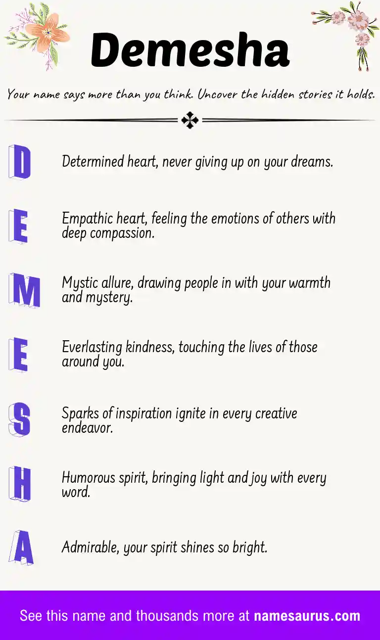 Acrostic poem about Demesha.