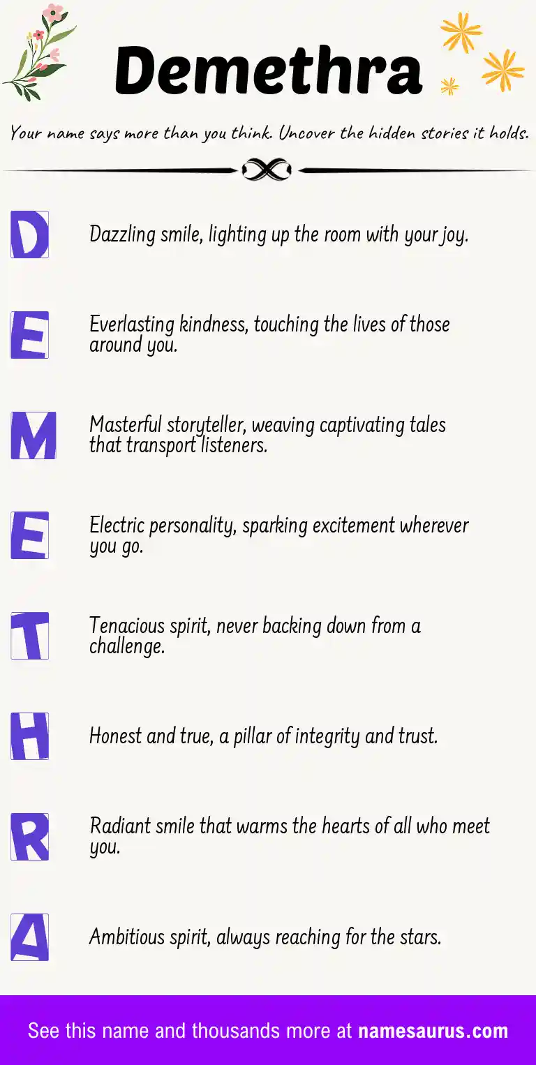 Acrostic poem about Demethra.