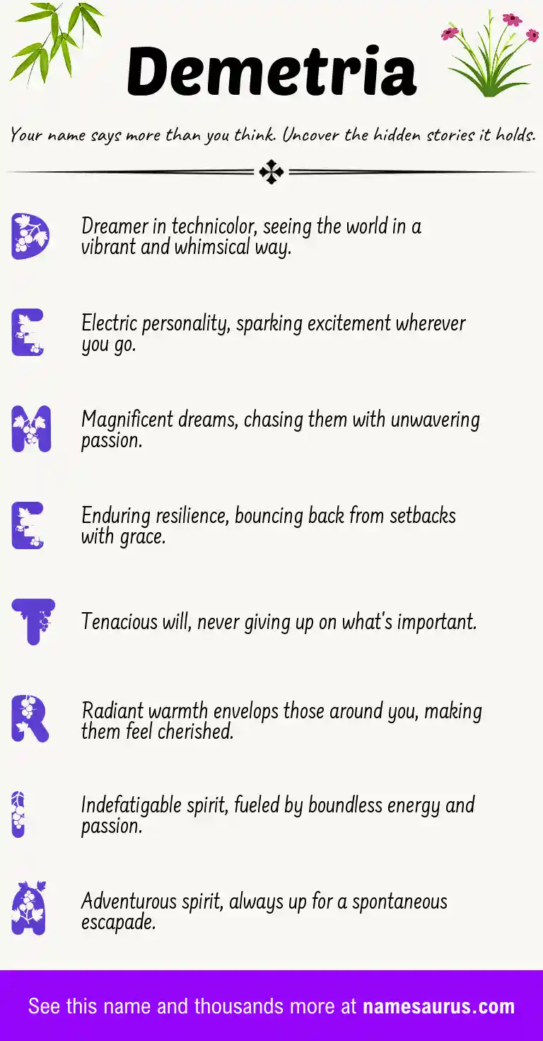 Acrostic poem about Demetria.