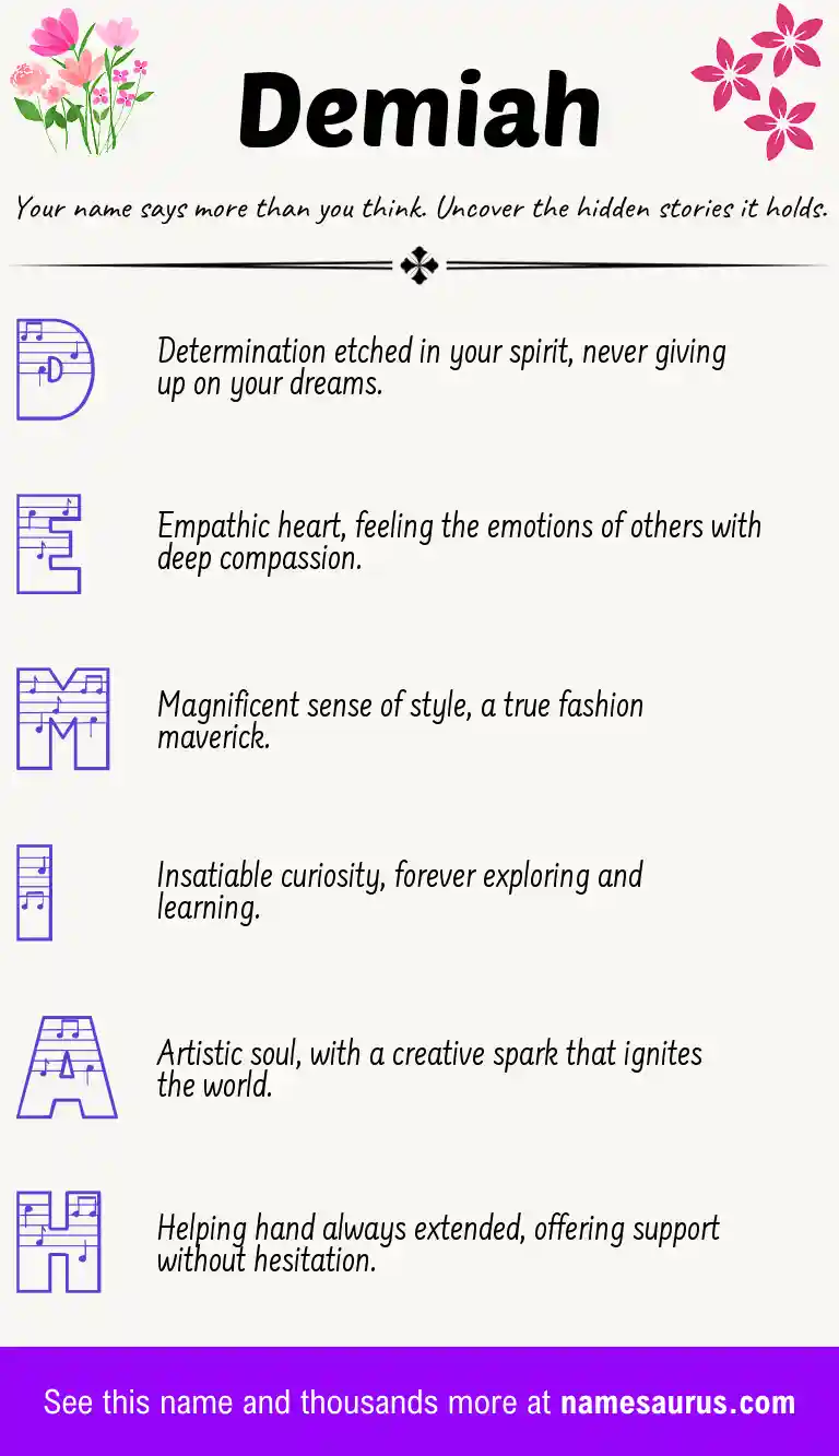 Acrostic poem about Demiah.