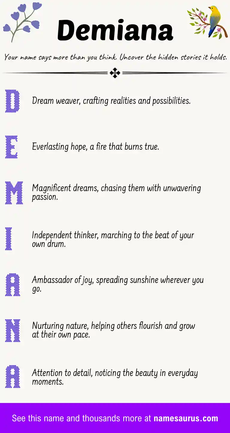 Acrostic poem about Demiana.