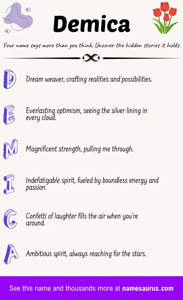 Acrostic poem about Demica.