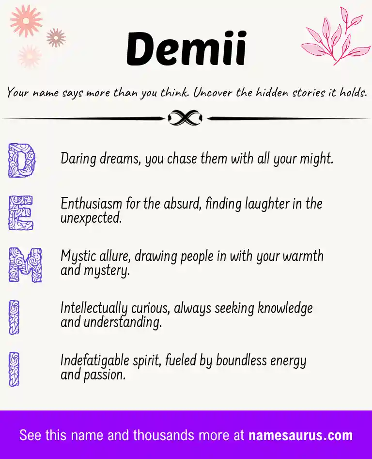 Acrostic poem about Demii.