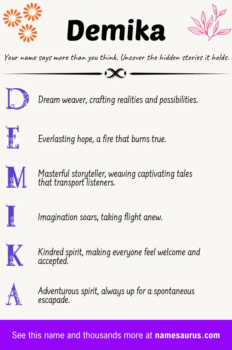Acrostic poem about Demika.