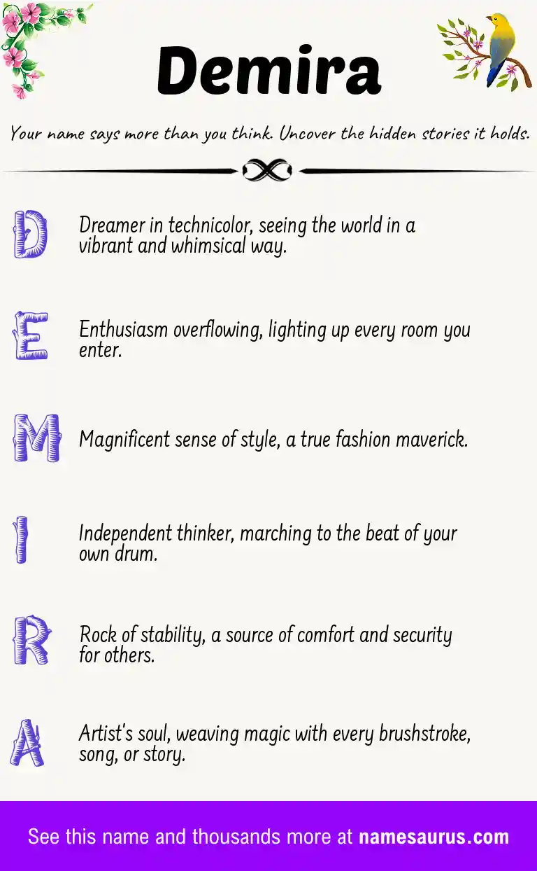 Acrostic poem about Demira.