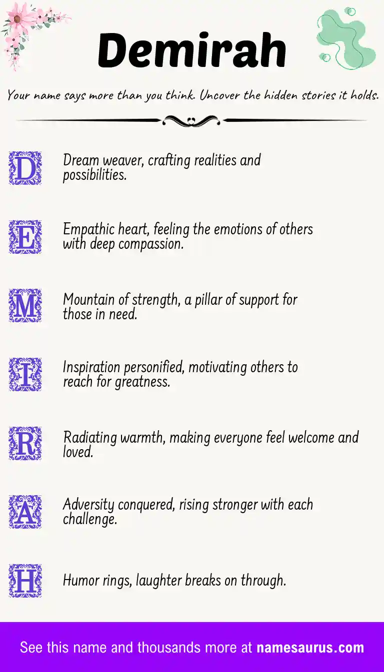 Acrostic poem about Demirah.