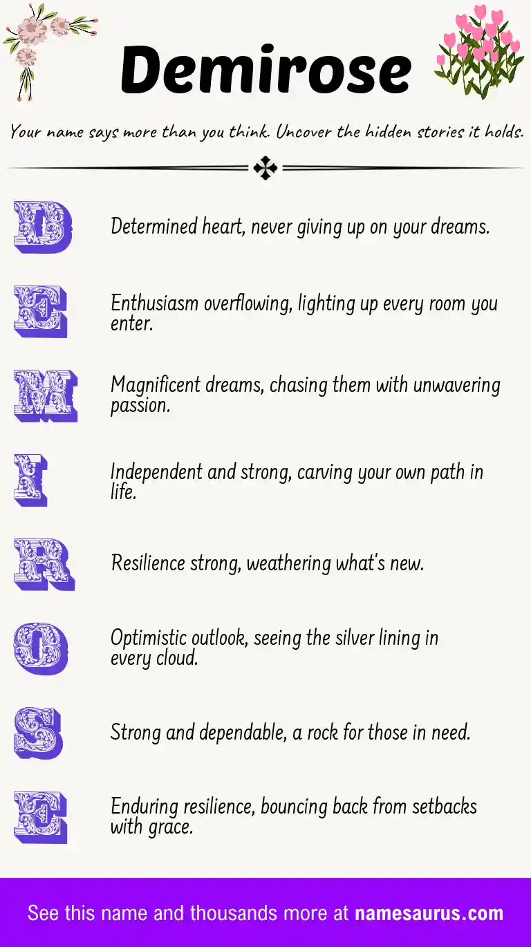 Acrostic poem about Demirose.