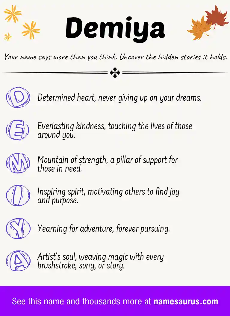 Acrostic poem about Demiya.