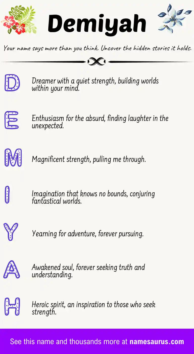 Acrostic poem about Demiyah.