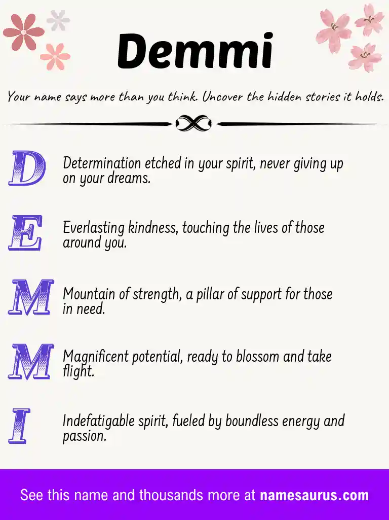 Acrostic poem about Demmi.