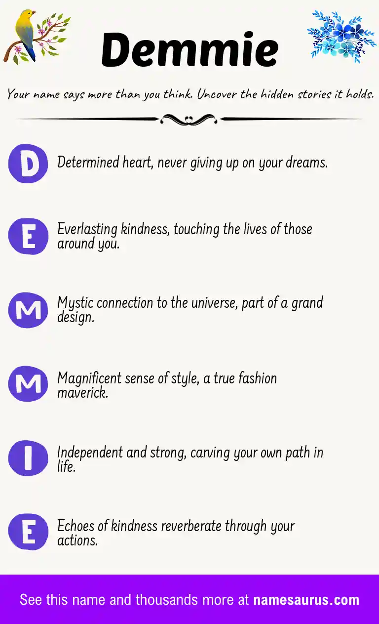 Acrostic poem about Demmie.