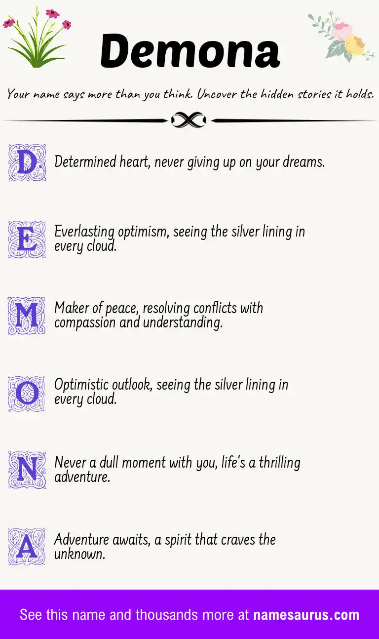 Acrostic poem about Demona.
