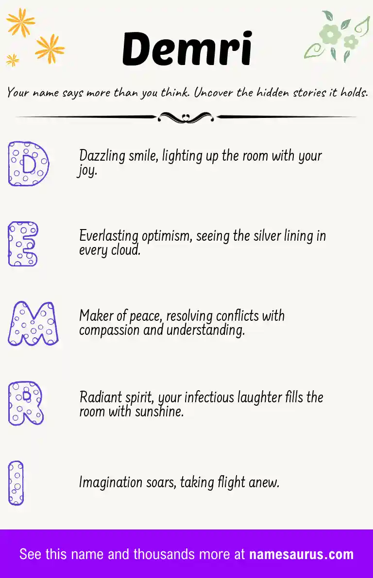 Acrostic poem about Demri.