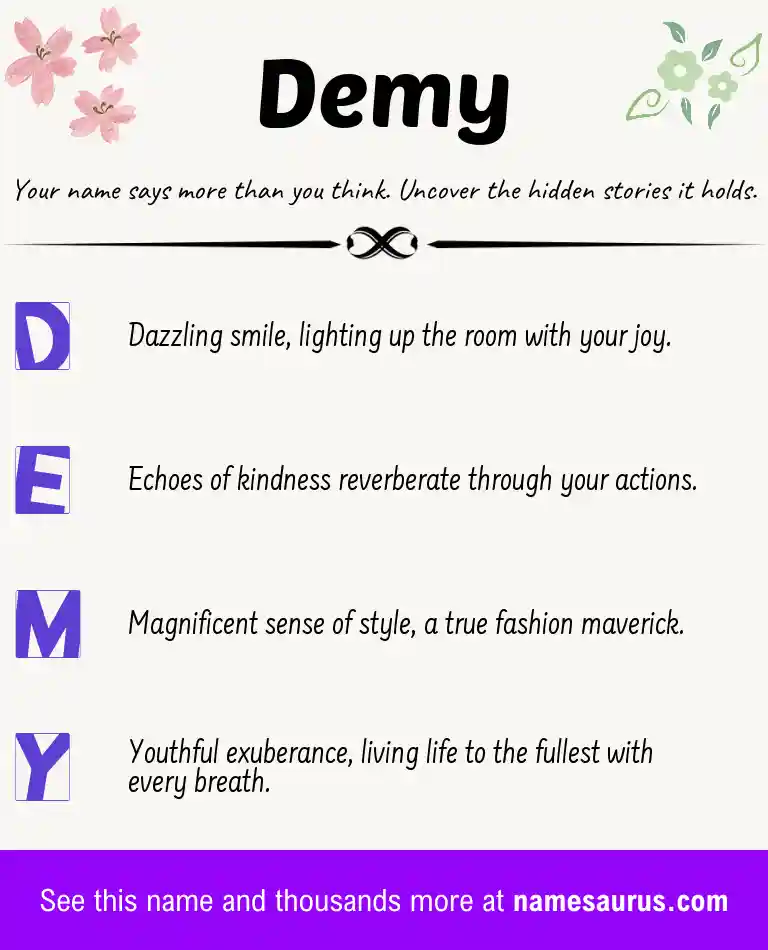Acrostic poem about Demy.