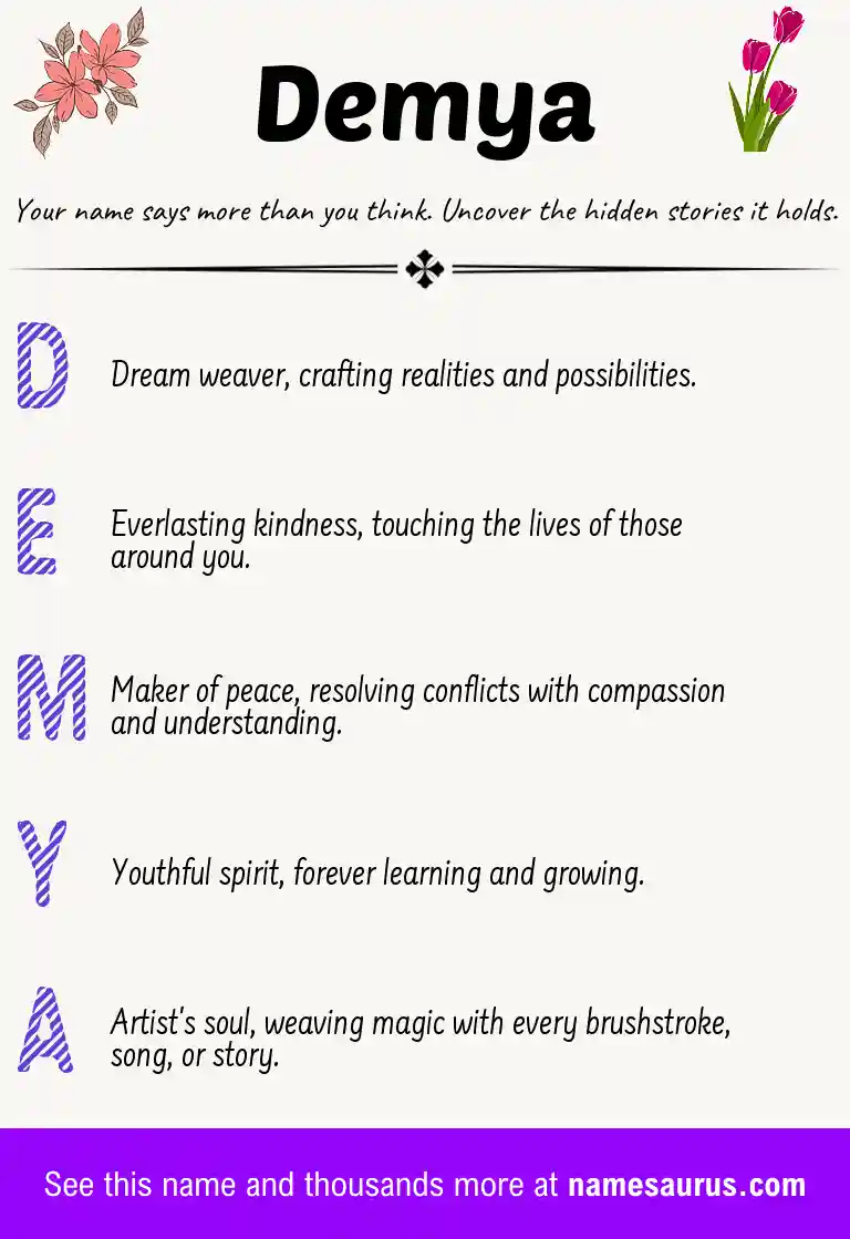Acrostic poem about Demya.