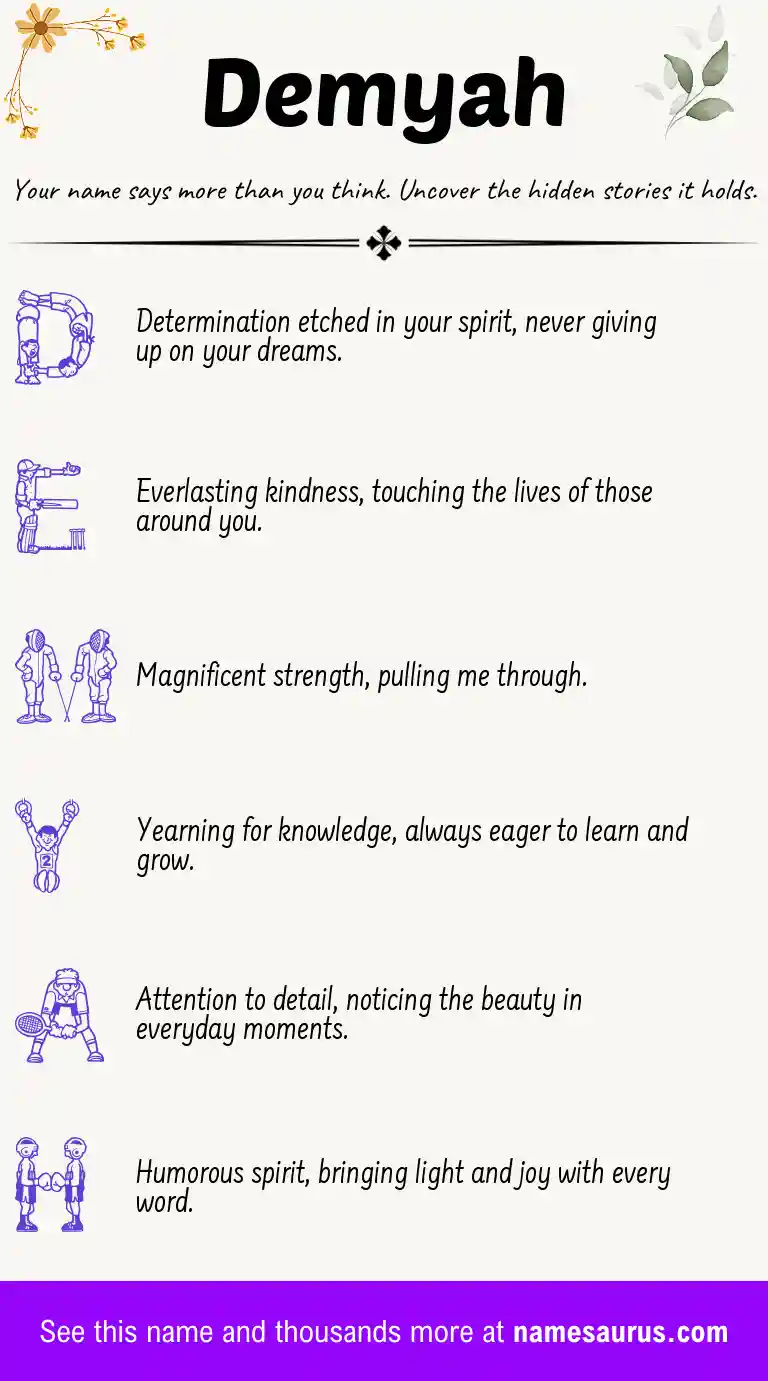 Acrostic poem about Demyah.