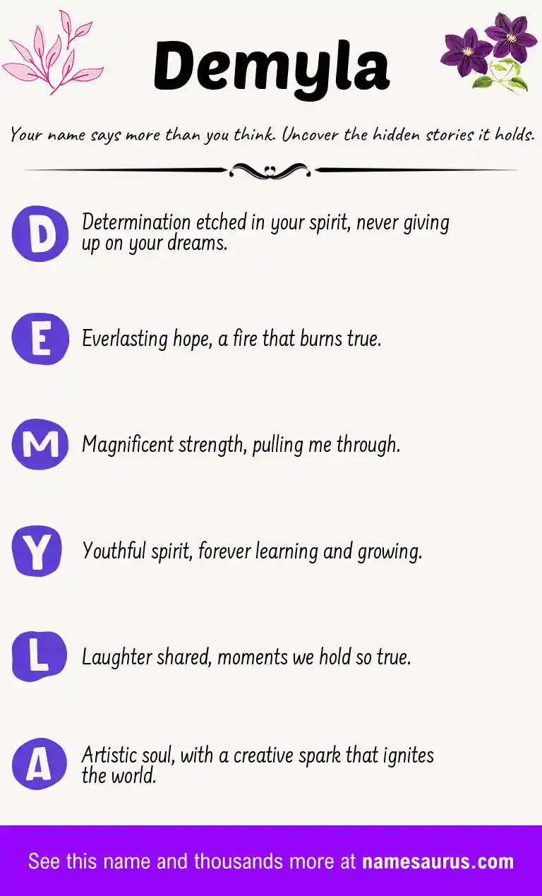 Acrostic poem about Demyla.