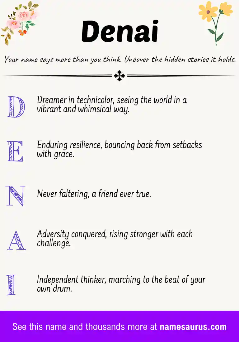 Acrostic poem about Denai.