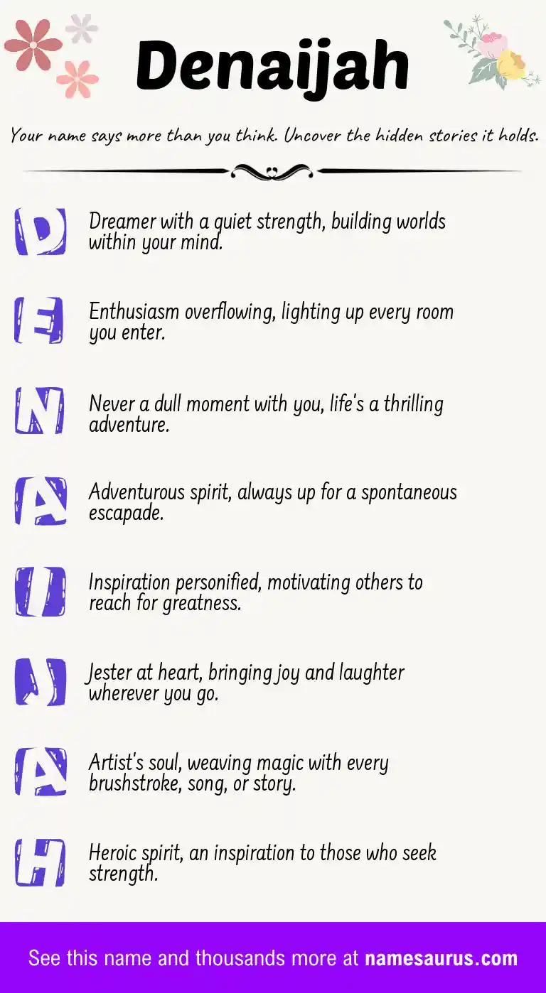 Acrostic poem about Denaijah.